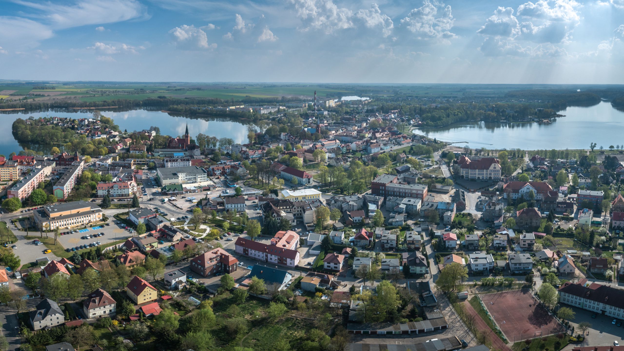 widok z lotu ptaka - miasto Wałcz